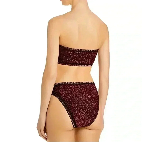 PQ Swim Platinum Swimwear Wild Heart Crochet Trim Bandeau Bikini Top Sz D (XL) - Picture 2 of 7